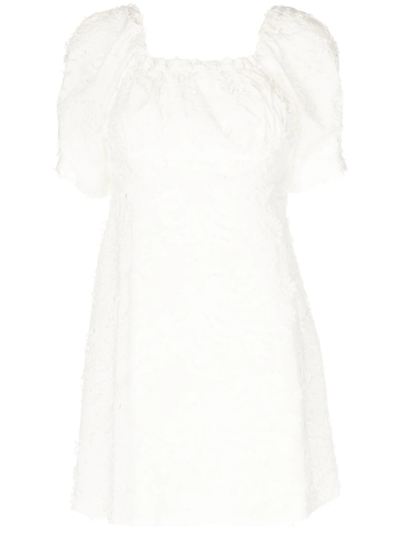 B+ab Embroidered Square-neck Mini Dress In White