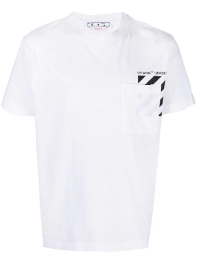 Off-white Diag-stripe Cotton T-shirt In White