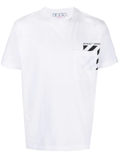 Off-white Diag 条纹棉t恤 In White