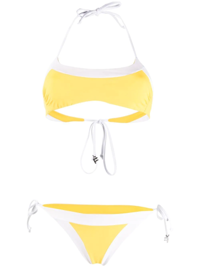 Fisico Colour-block Halterneck Bikini In Gelb