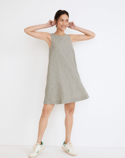 Madewell Linen-cotton Tank Mini Dress In Distant Grove