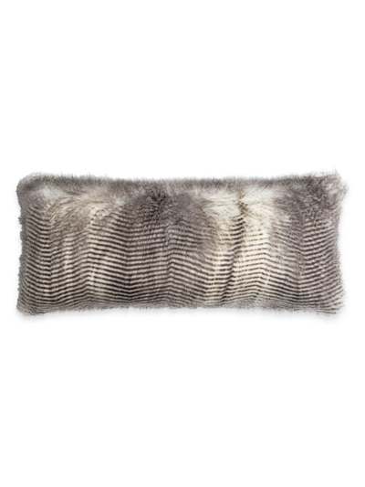 Surya Owl Faux-fur Down Fill Pillow In Cream Light Gray Charcoal