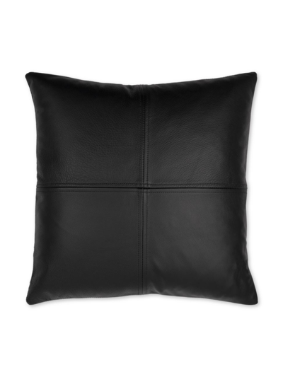 Surya Sheffield Leather Down-fill Pillow In Black