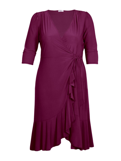 Kiyonna Women's Plus Size Whimsy Wrap Dress In Magenta