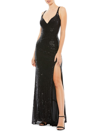 Mac Duggal Ieena Sequin V-neck Gown In Black