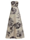 RENE RUIZ COLLECTION WOMEN'S STRAPLESS FLORAL A-LINE GOWN