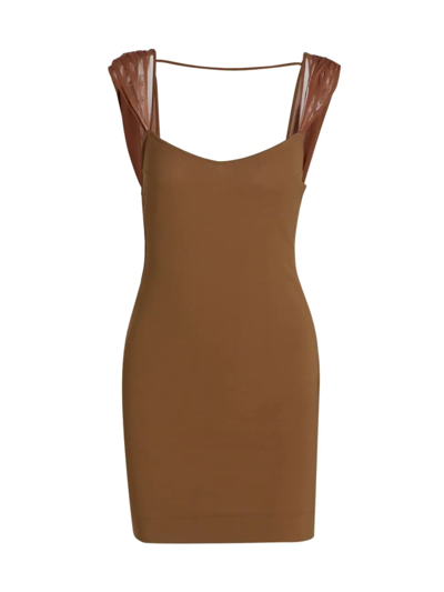 Nensi Dojaka Womens Bustier Moulded-cup Cropped Stretch-woven Top Brown