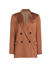 Brunello Cucinelli Double-breasted Silk Blazer In Ginger