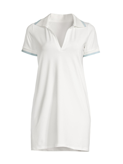 Addison Bay Easy Jersey Polo Dress In White Blue