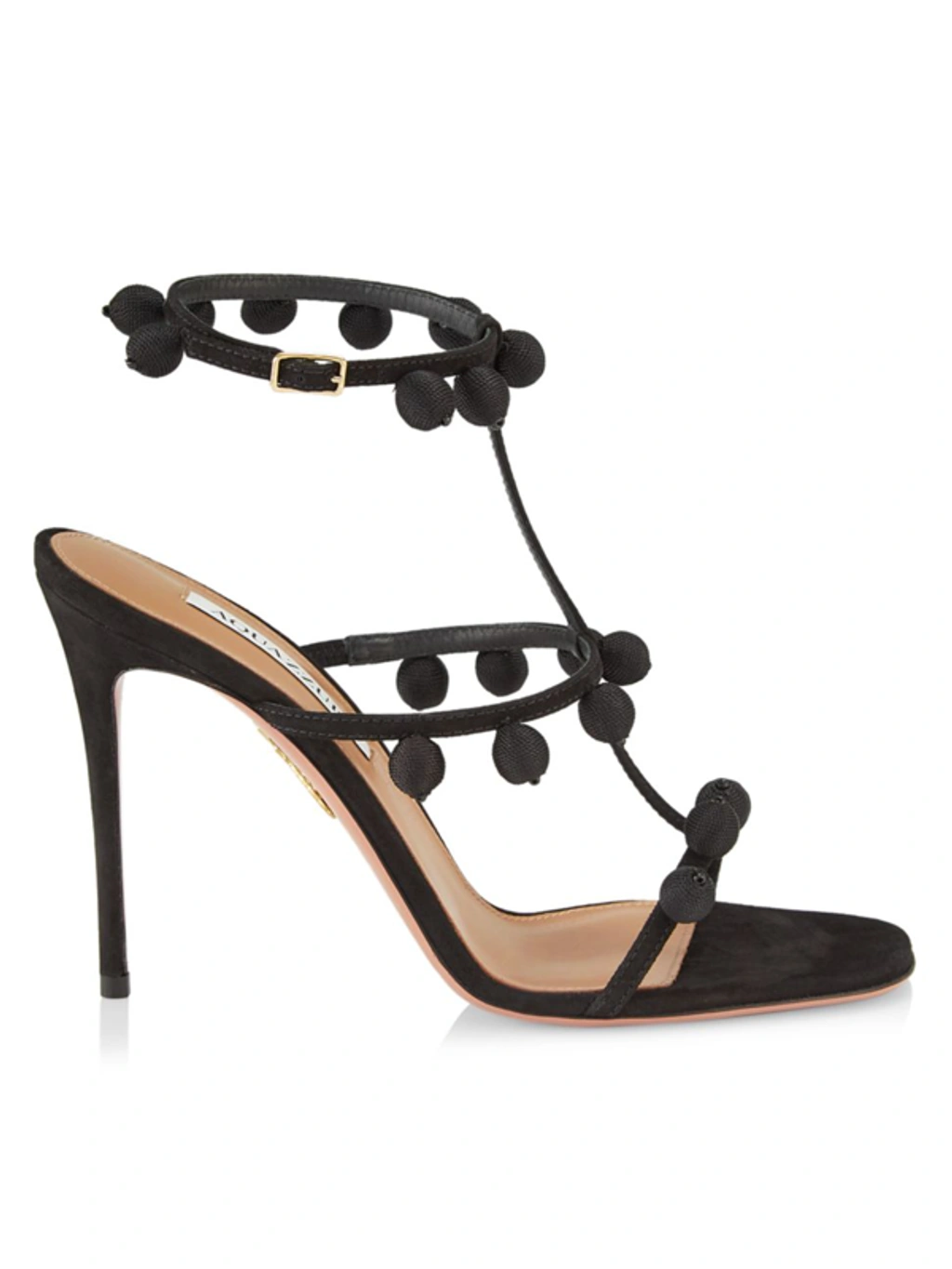 【AQUAZZURA】cha cha 105 pompom-embellished suede サンダル Aquazzura Cha Cha Cha 105 Pompom-embellished Suede Sandals