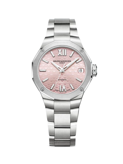 Baume & Mercier Riviera Stainless Steel Bracelet Watch In Pink