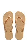 Havaianas Glitter Slim Flatform Thong Sandals In Golden