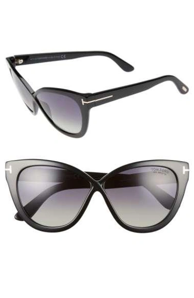 Tom Ford Arabella Polarized Cat-eye Sunglasses, Black In Black Shiny