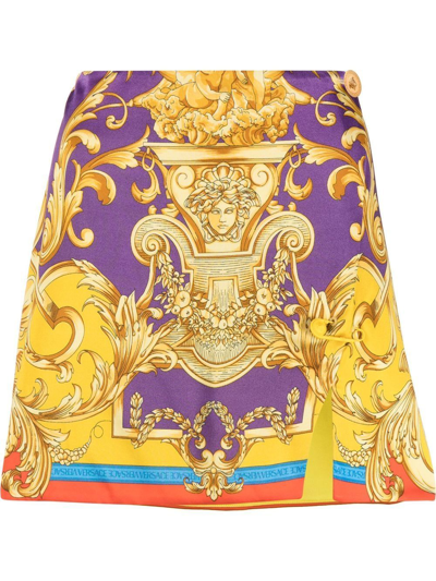 Versace Multicolored Baroque Print Wrap Skirt