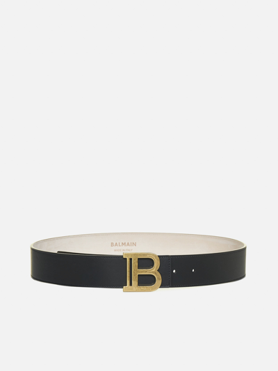Balmain Black Smooth Calfskin B-belt Belt