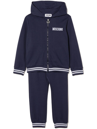 Moschino Babies' Teddy Bear Motif Two-piece Tracksuit In Blue