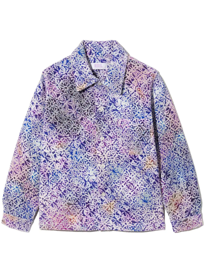 Erl Kids' Floral-print Corduroy Button-up Shirt