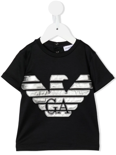 Emporio Armani Babies' Logo-print T-shirt In Blue