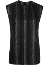 Stella Mccartney Metallic Stripe Sleeveless Crossbar Top In Black
