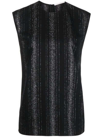 Stella Mccartney Metallic Striped Wool-blend Twill Top In Black