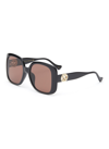 GUCCI OVERSIZE D FRAME LOGO CHAINED SUNGLASSES