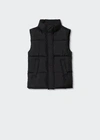 Mango Padded Fleece Vest Black In Black