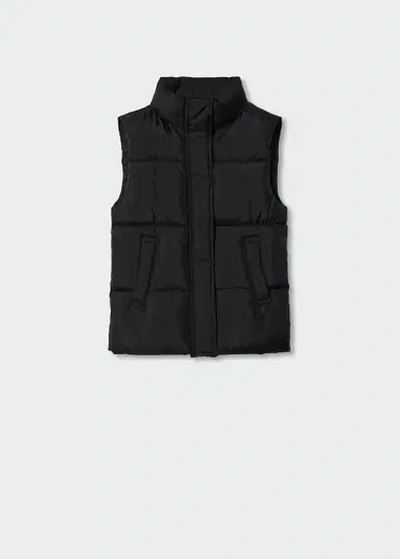 Mango Padded Fleece Vest Black In Black