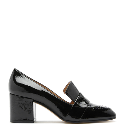 La Canadienne Antigua Patent Leather Heeled Loafer In Black