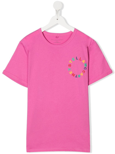 Stella Mccartney Stella Mc Cartney Kids Girls Pink Cotton T-shirt With Logo Print
