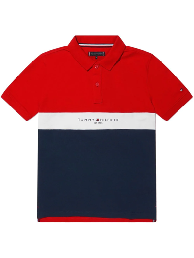 Tommy Hilfiger Junior Teen Colour-block Polo Shirt In Blue