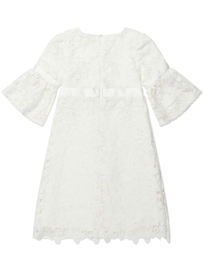 Patachou Kids' Lace Flared-sleeve Midi Dress In White