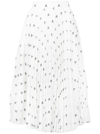 Rochas Monogram-print Pleated Skirt In White