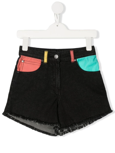 Stella Mccartney Kids' Organic Cotton Denim Shorts In Black