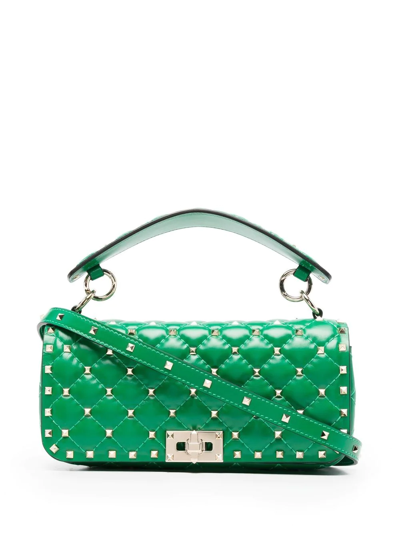 Valentino Garavani Rockstud Spike Leather Shoulder Bag In Green