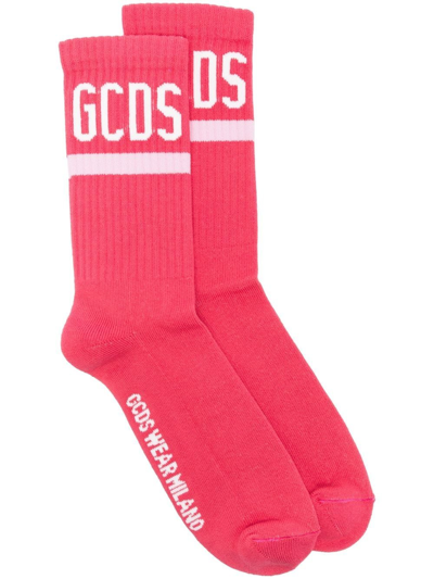 Gcds Logo-print Detail Socks In Pink