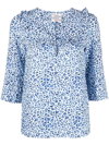Baum Und Pferdgarten Melody Leopard Print Organic Cotton Blouse In Blue