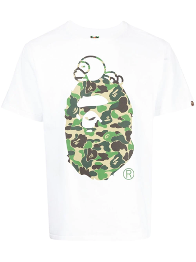 A Bathing Ape Graphic Print T-shirt In White