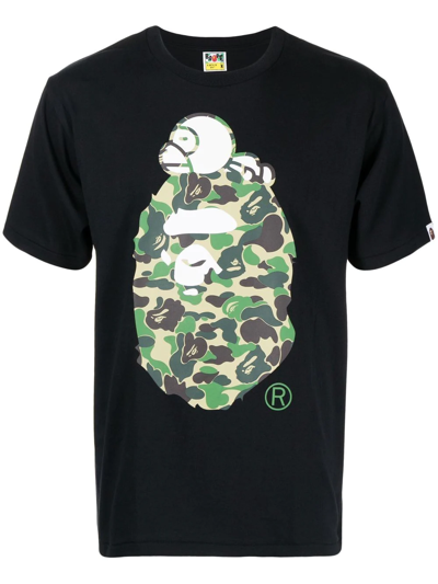 A Bathing Ape Camouflage-print Logo T-shirt In Black