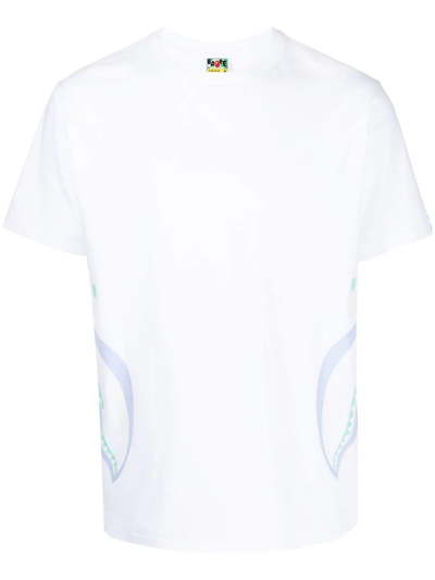 A Bathing Ape Camo Side Shark Print T-shirt In White