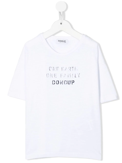 Dondup Kids' Logo Crew-neck T-shirt In White