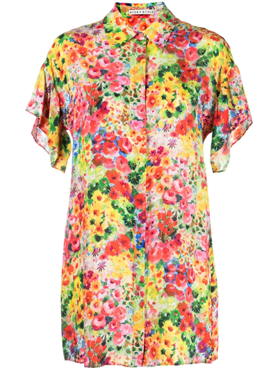 Alice And Olivia Floral-print Shirt Dress In Multicolour
