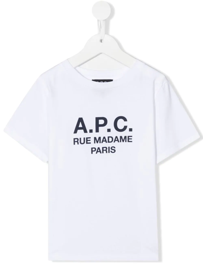 Apc Kids' Logo-print Short-sleeve T-shirt In White