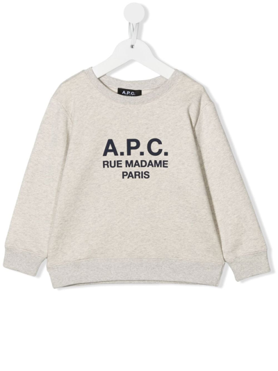 A.p.c. Kids' Logo-print Cotton Sweatshirt In Green