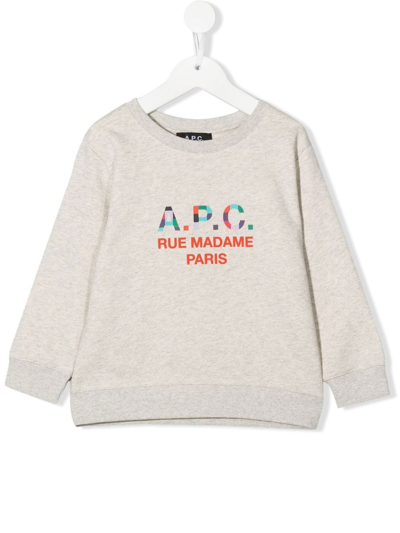 A.p.c. Kids' Logo-print Cotton Sweatshirt In Grey