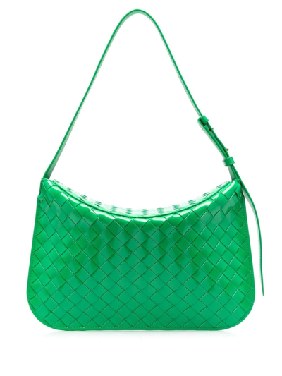 Bottega Veneta Flap Intrecciato Shoulder Bag In Green