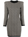 Balmain Monogram Jacquard Dress In Neutrals