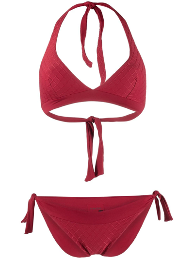 Fisico Diamond Pattern Bikini In Red