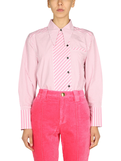 Ganni Striped Pattern Shirt In Rosa