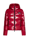 Dsquared2 Quilted Glossy Nylon Puffer Jacket In Raspberry