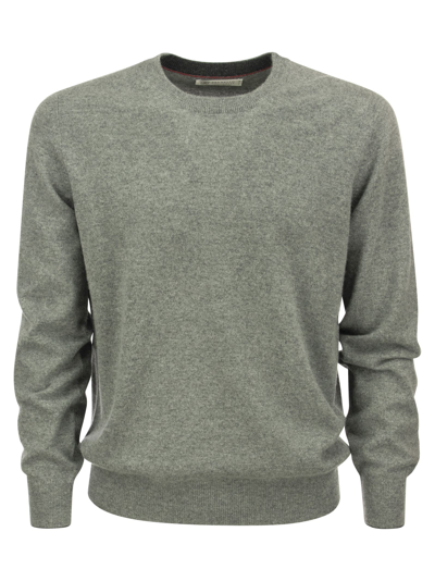 Brunello Cucinelli Pure Cashmere Crew-neck Sweater In Melange Grey